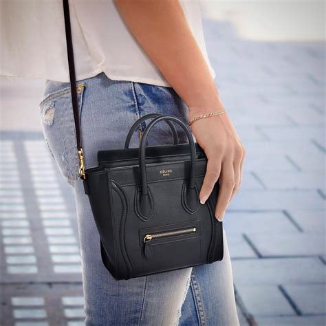 celine luggage nano black silver|celine nano luggage tote black.